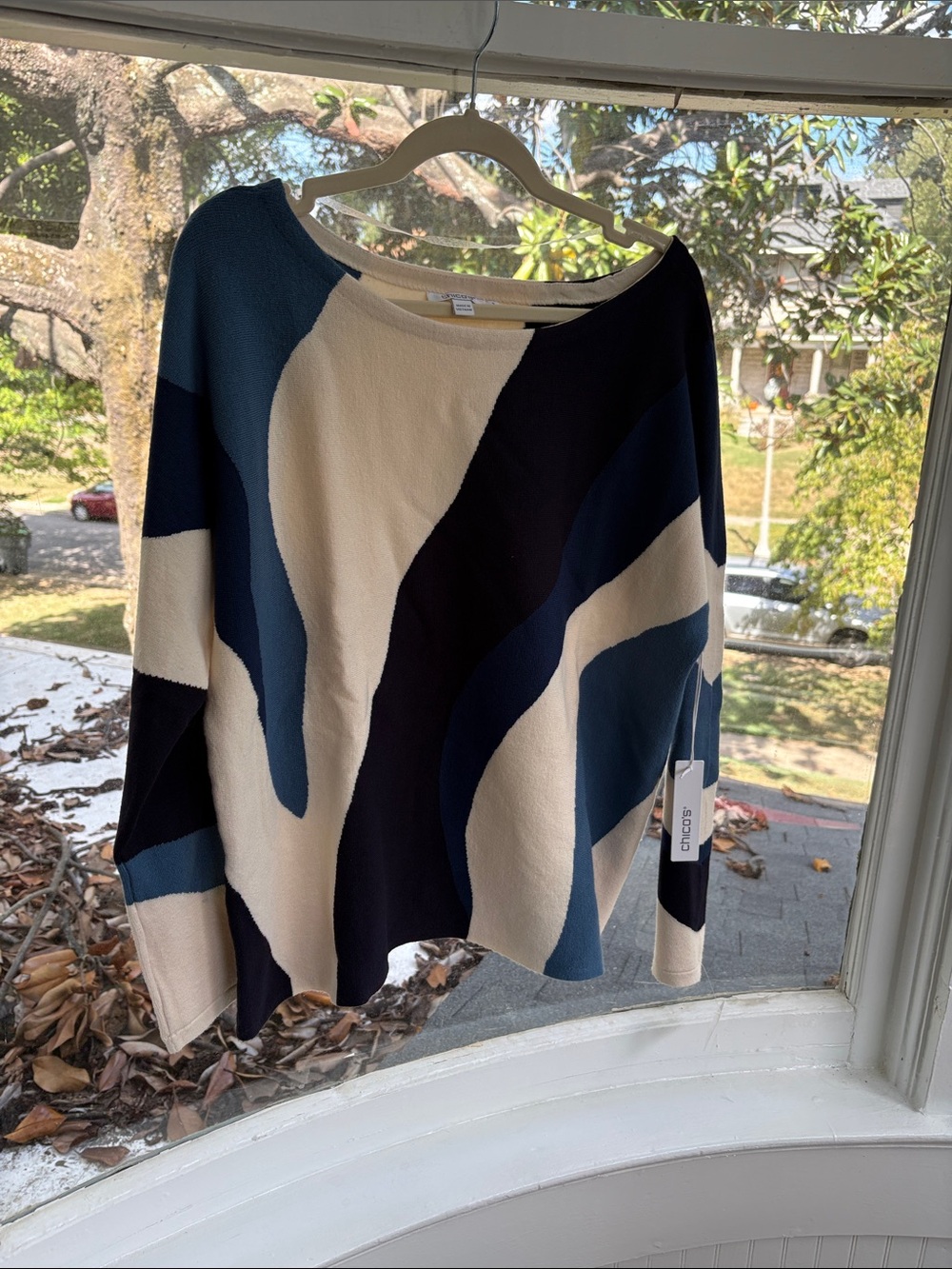 Chico's Abstract Colorblock Crewneck Sweater-NWTO Large